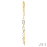 3/4 ctw Marquise and Round Cut Diamond Journey Long Chain Fashion Earrings in 14K Yellow Gold